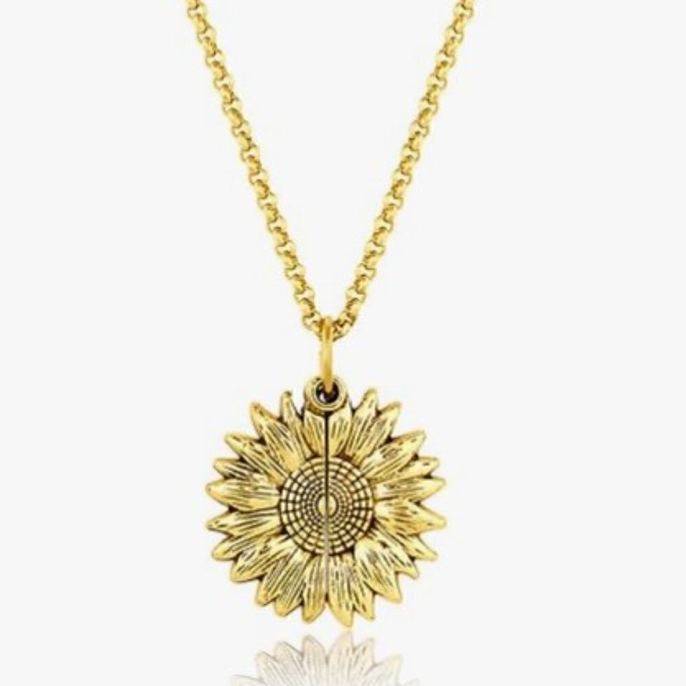 YOU ARE MY SUNSHINE NECKLACE -SUNFLOWER NECKLACE LOCKET HIDDEN MESSAGE - Picture 3 of 6